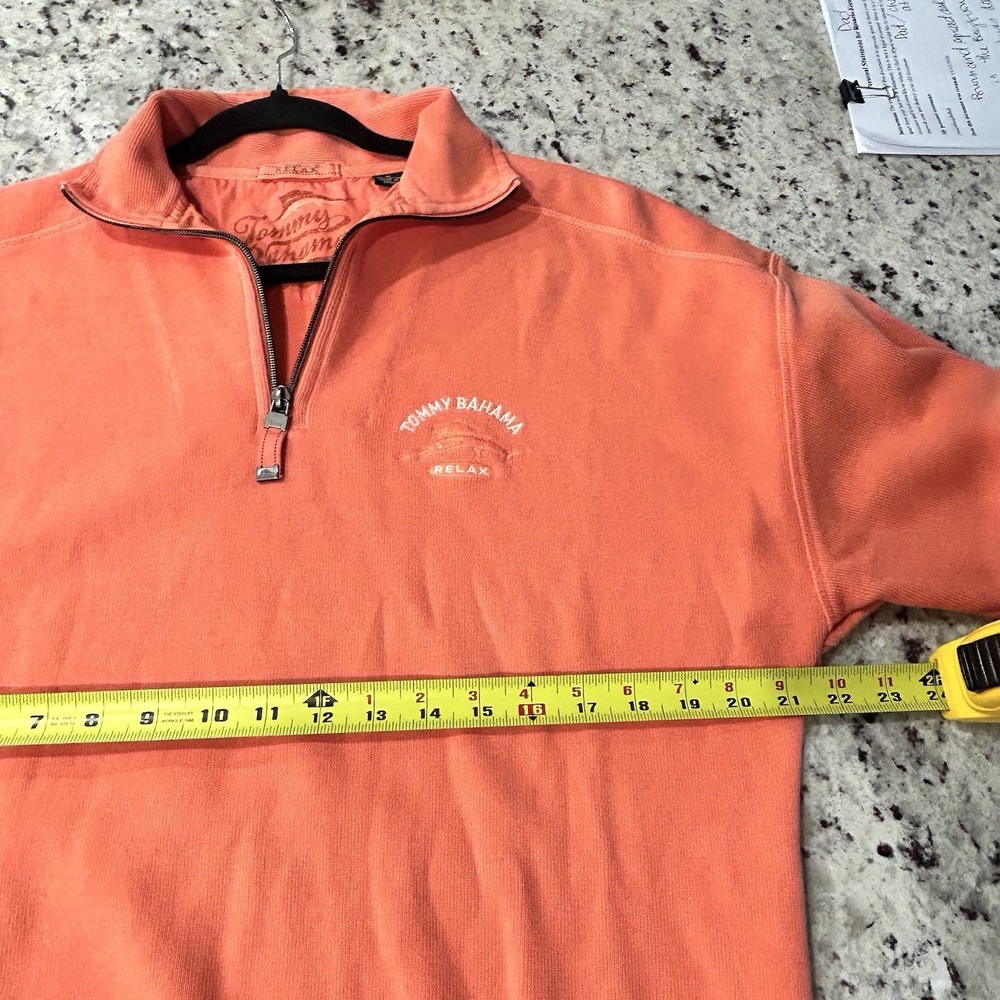 Tommy Bahama Relax Pullover Classic Preppy Mens Medium 1/4 Zip Orange - Picture 6 of 10
